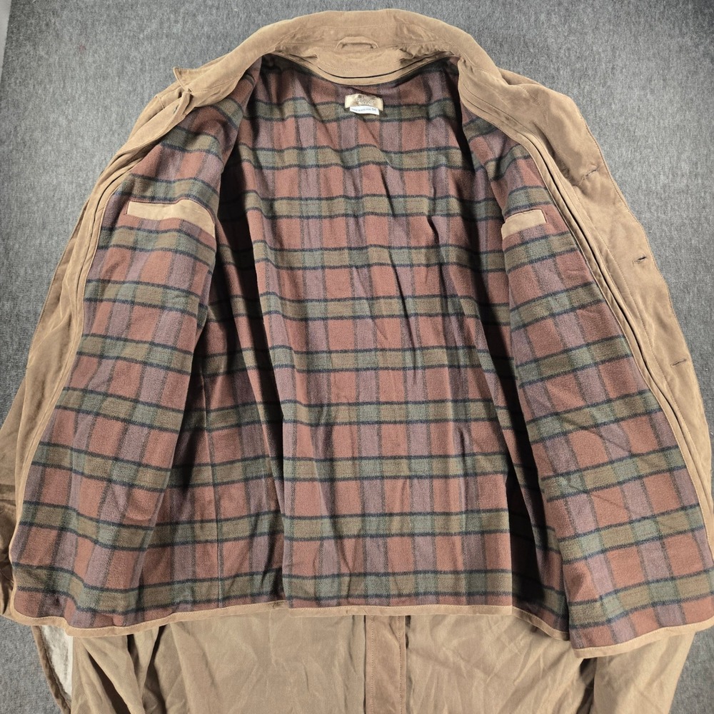 Vintage The Territory Ahead Duster Coat Mens M Brown Plaid Lined Western - Picture 4 of 9
